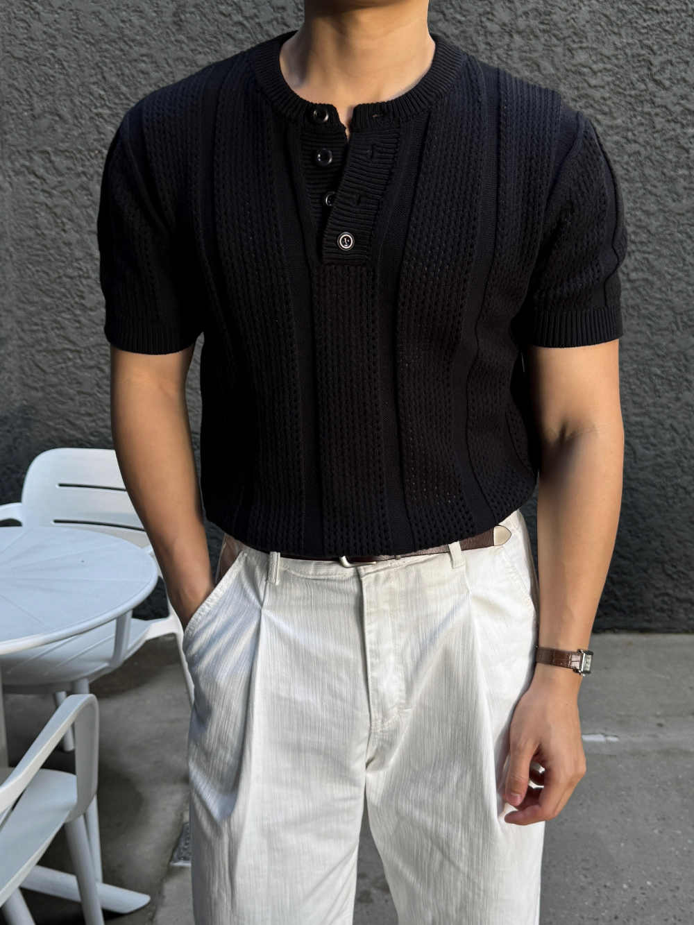 반팔 티셔츠 모델 착용 이미지-S1L30