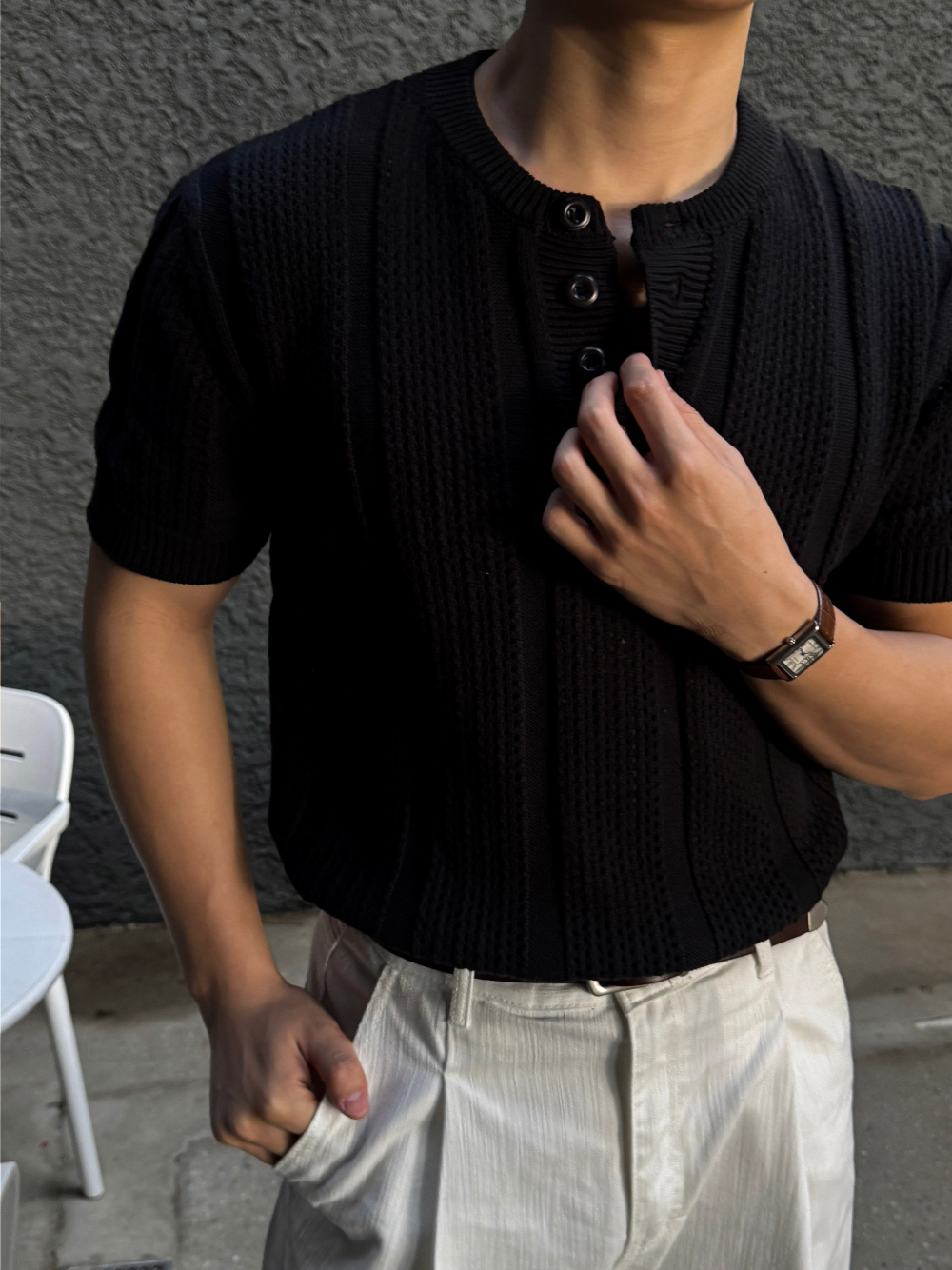 반팔 티셔츠 모델 착용 이미지-S1L28