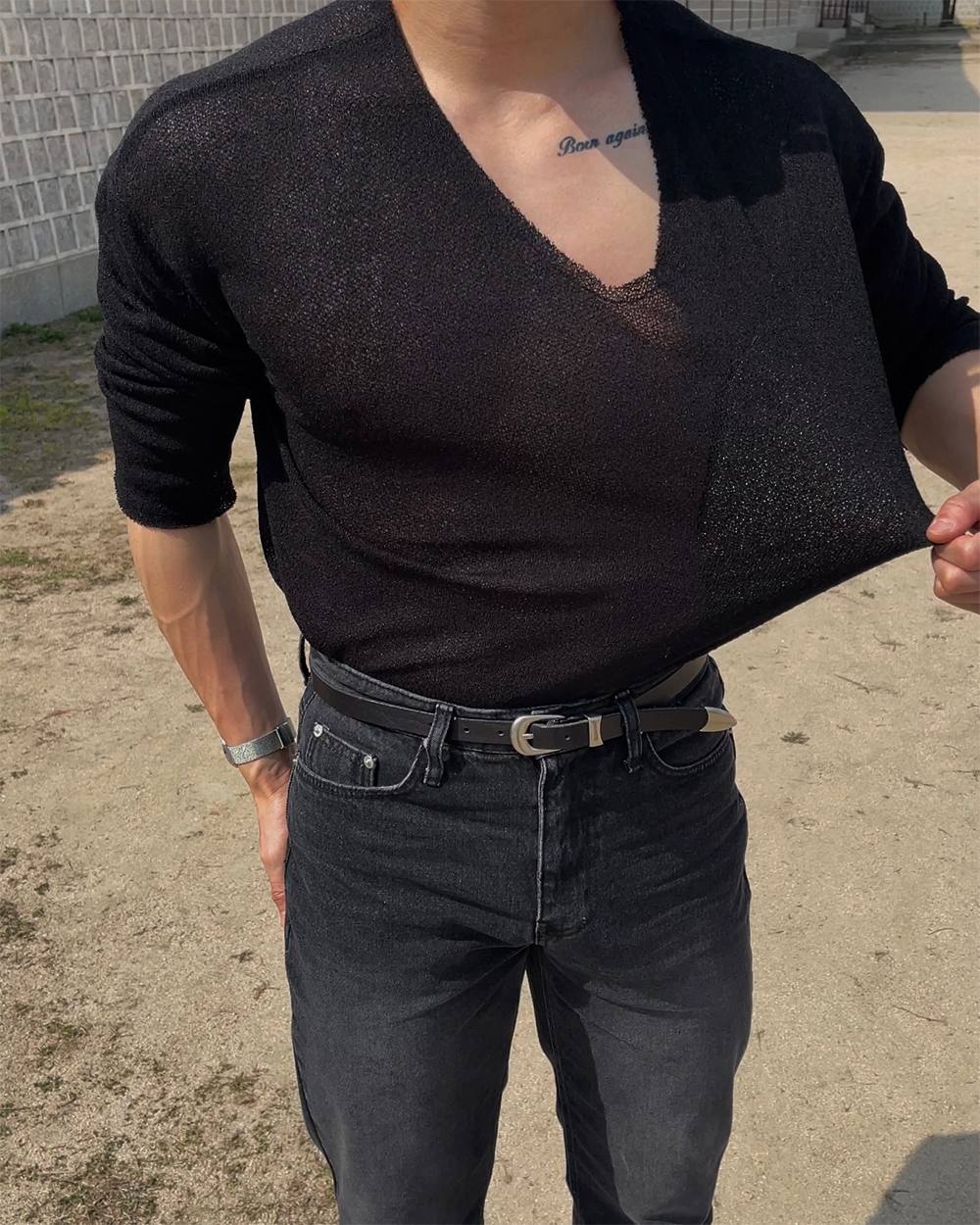 긴팔 티셔츠 모델 착용 이미지-S1L18