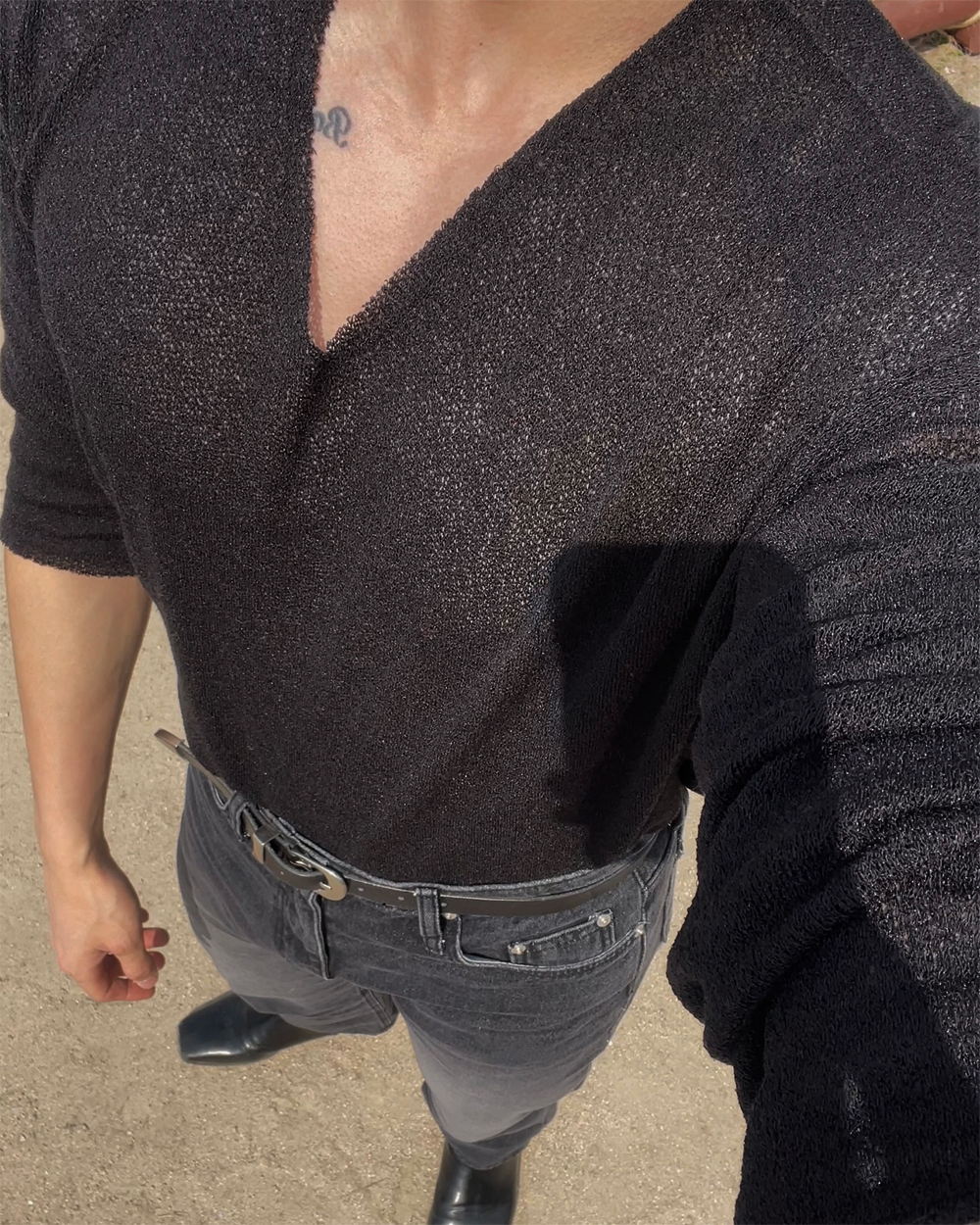 긴팔 티셔츠 모델 착용 이미지-S1L37