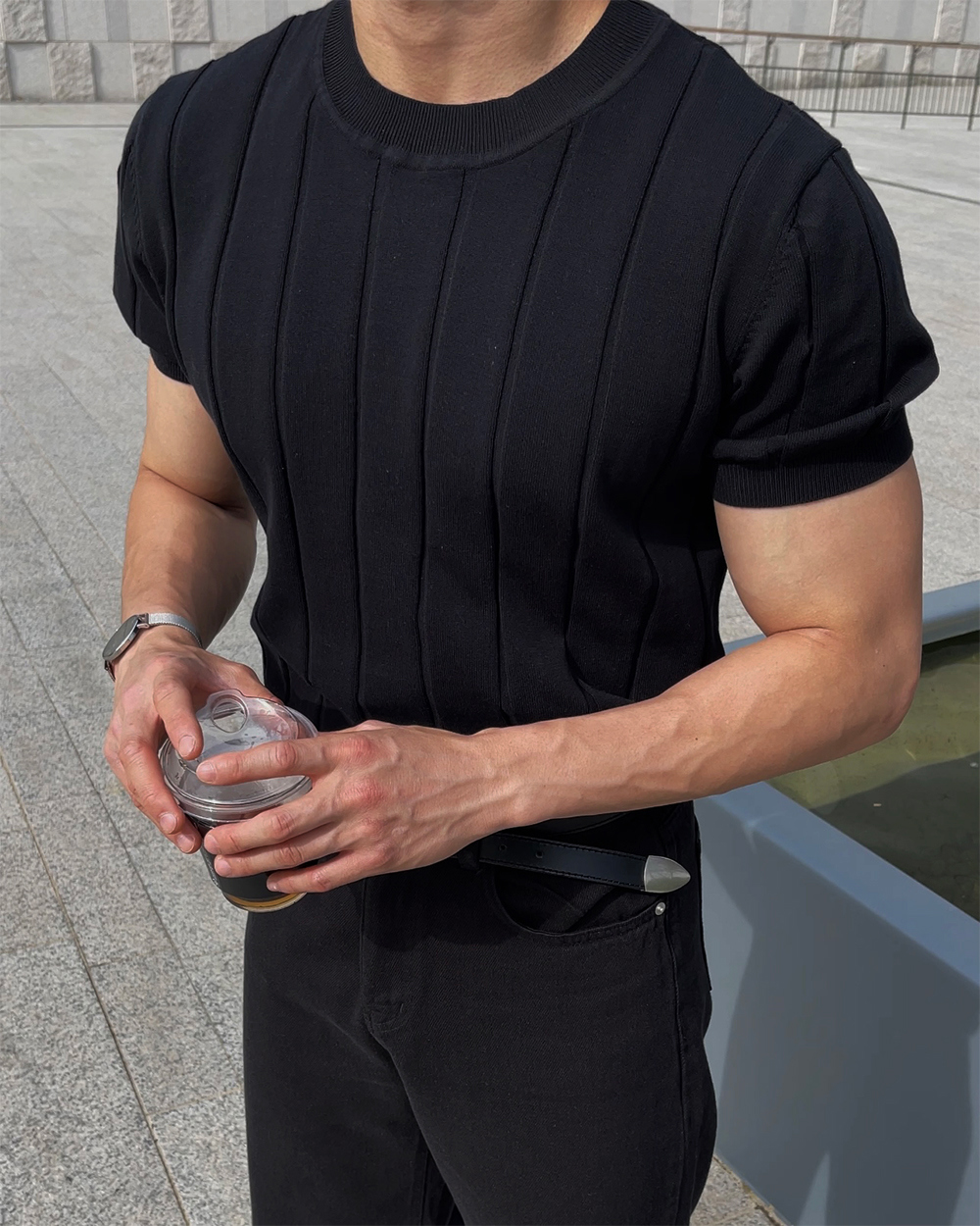 반팔 티셔츠 모델 착용 이미지-S1L28