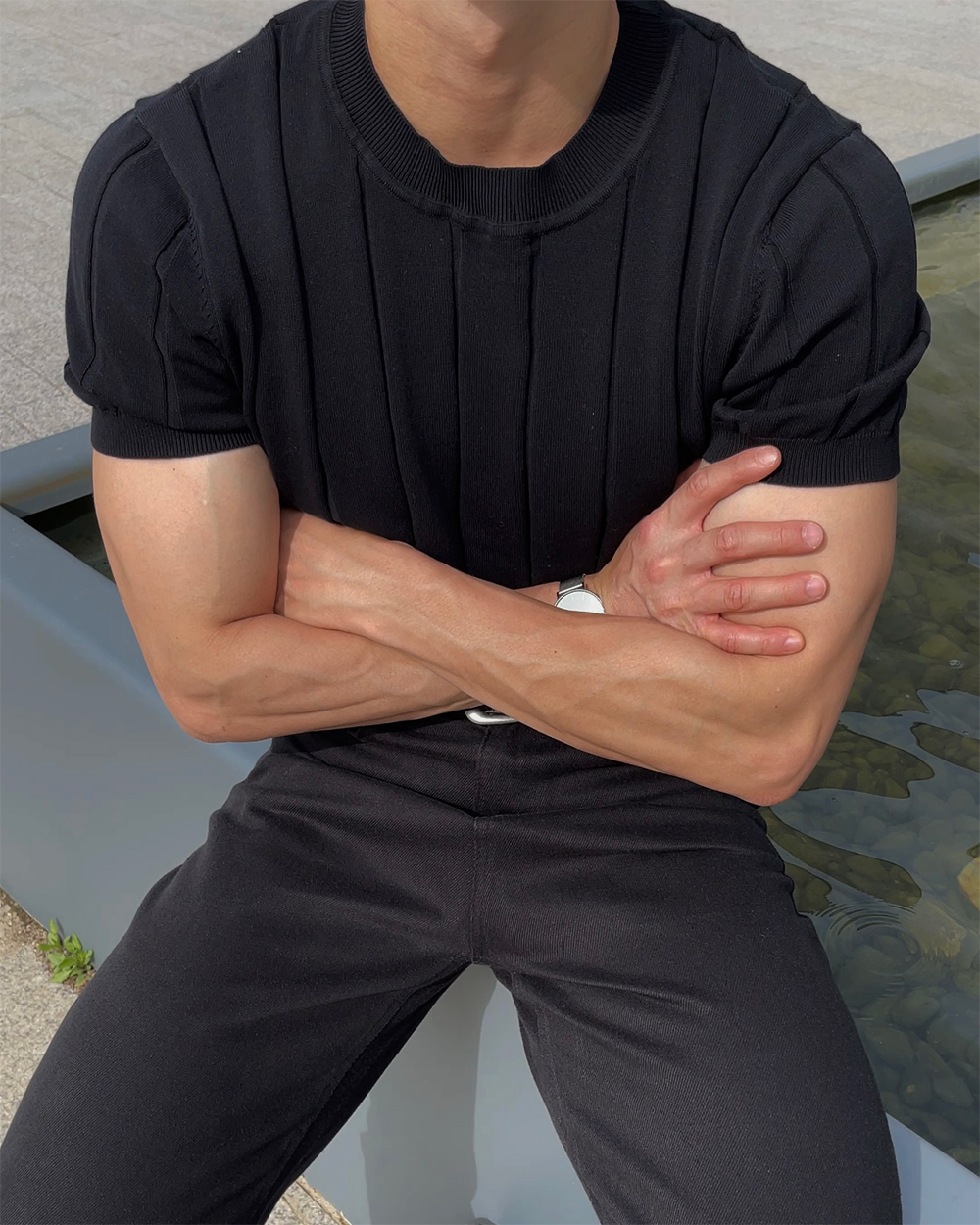 반팔 티셔츠 모델 착용 이미지-S1L20