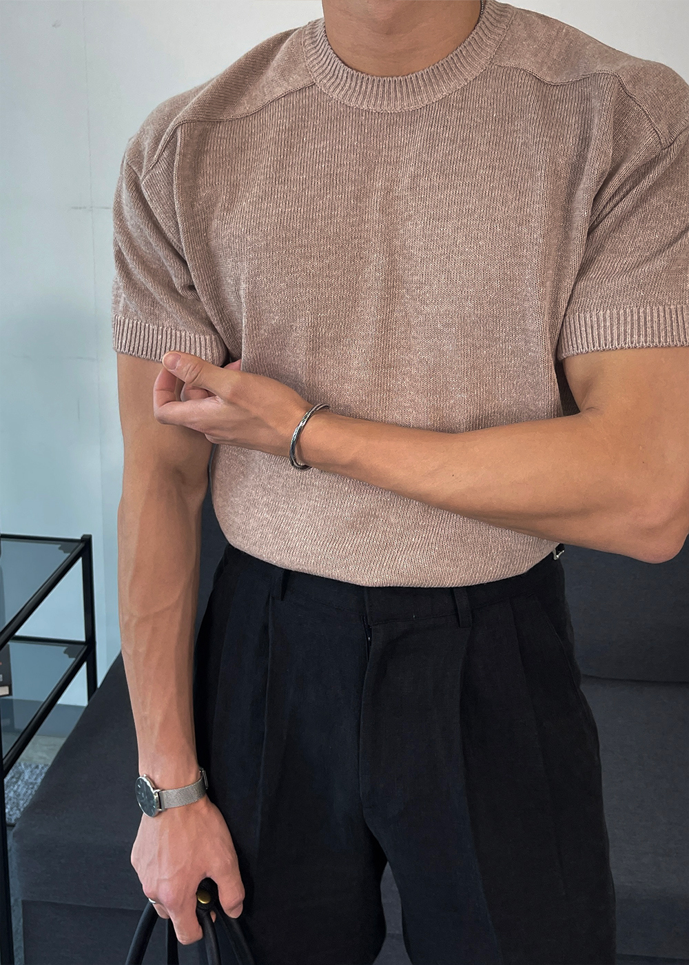 반팔 티셔츠 모델 착용 이미지-S6L16