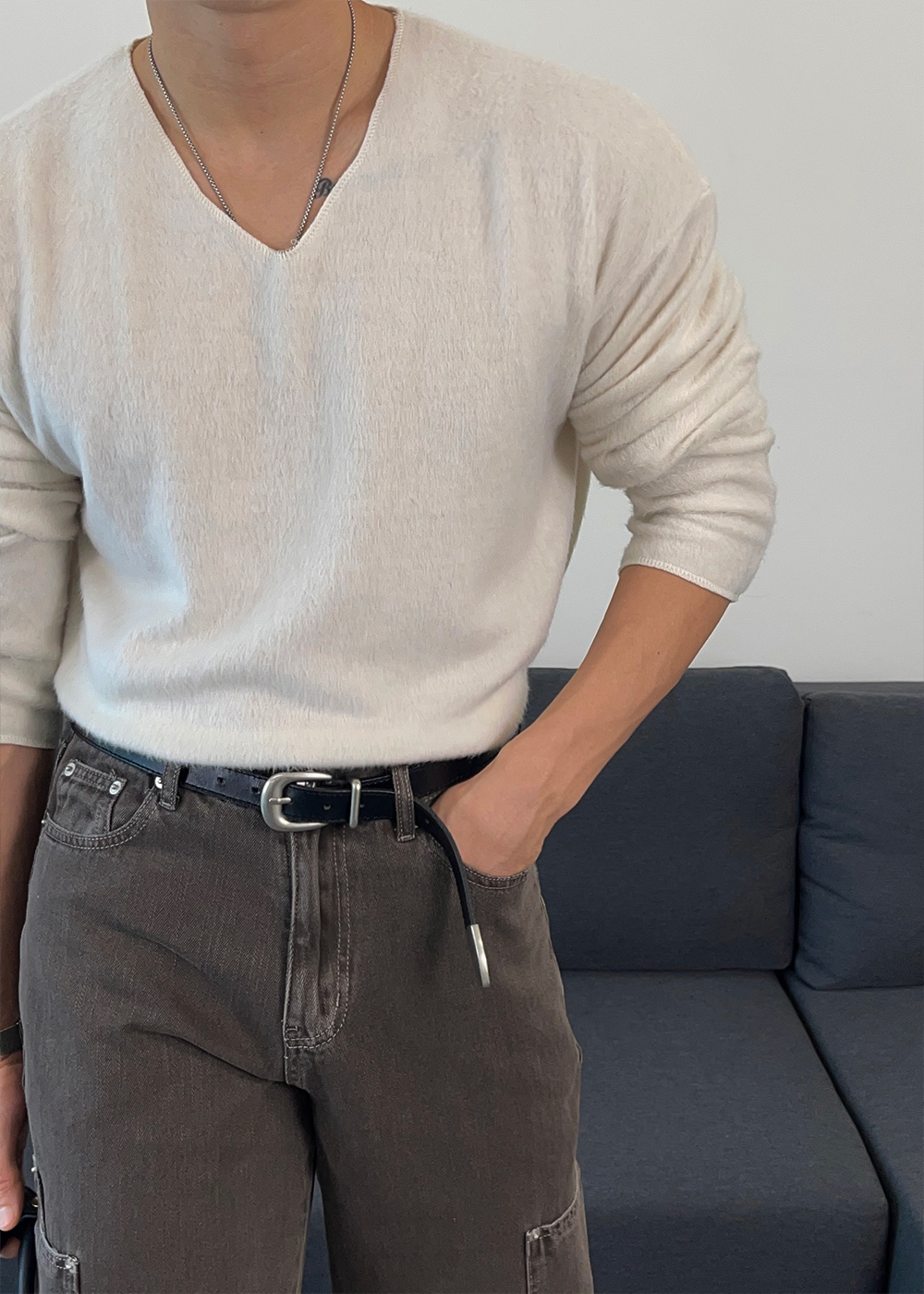 긴팔 티셔츠 모델 착용 이미지-S1L33