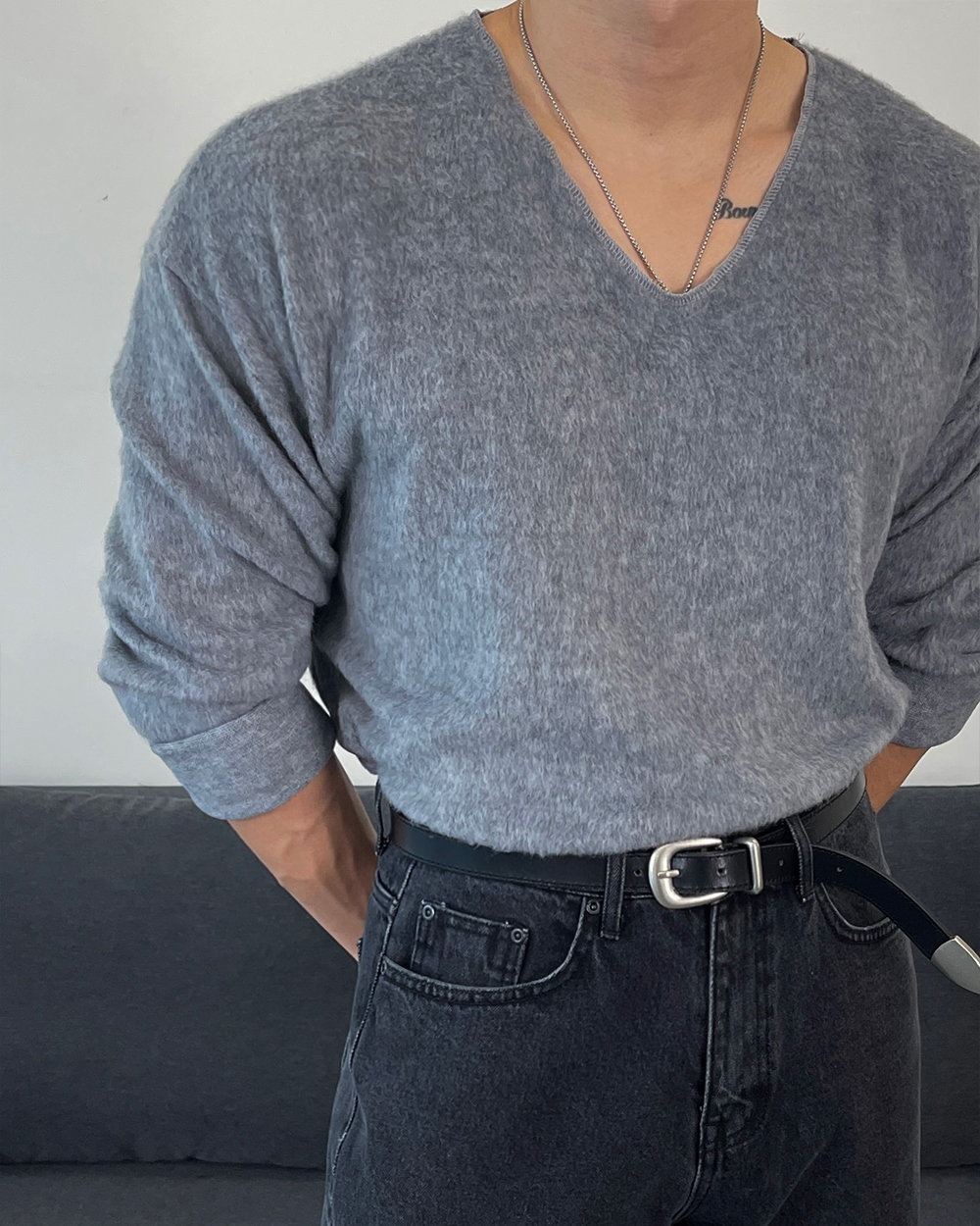 긴팔 티셔츠 모델 착용 이미지-S1L28