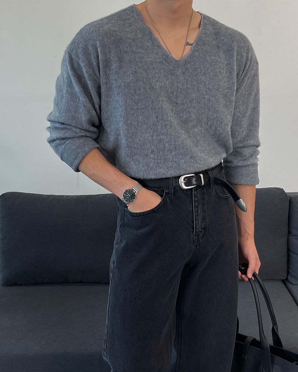 긴팔 티셔츠 모델 착용 이미지-S1L20