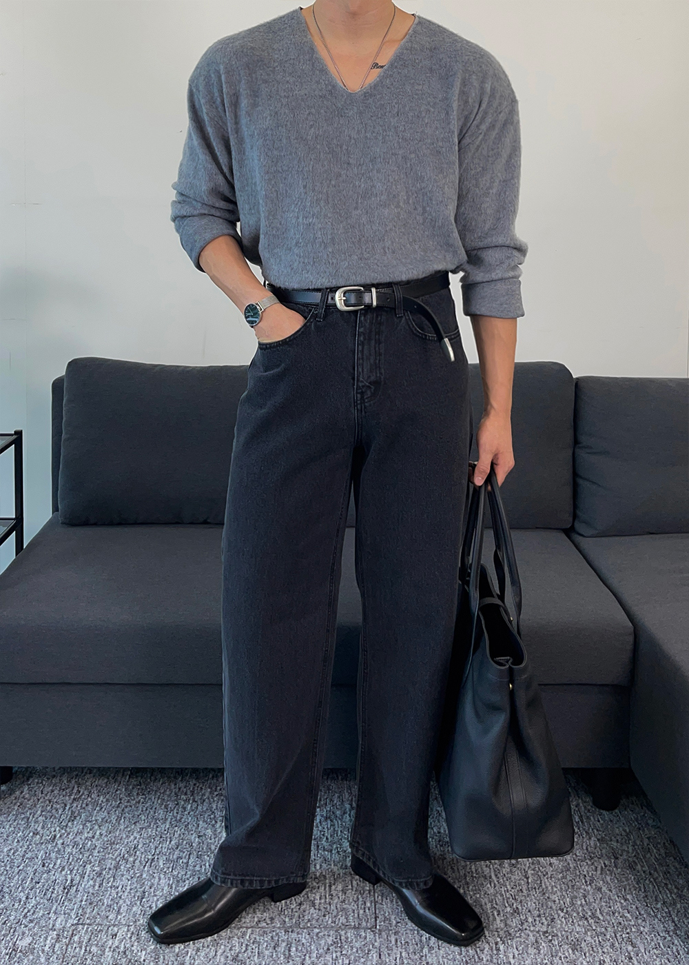 긴팔 티셔츠 모델 착용 이미지-S1L26