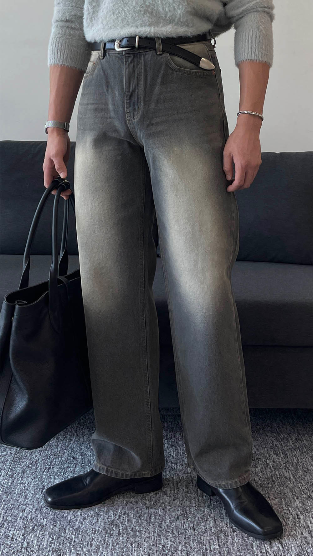 긴팔 티셔츠 모델 착용 이미지-S1L45