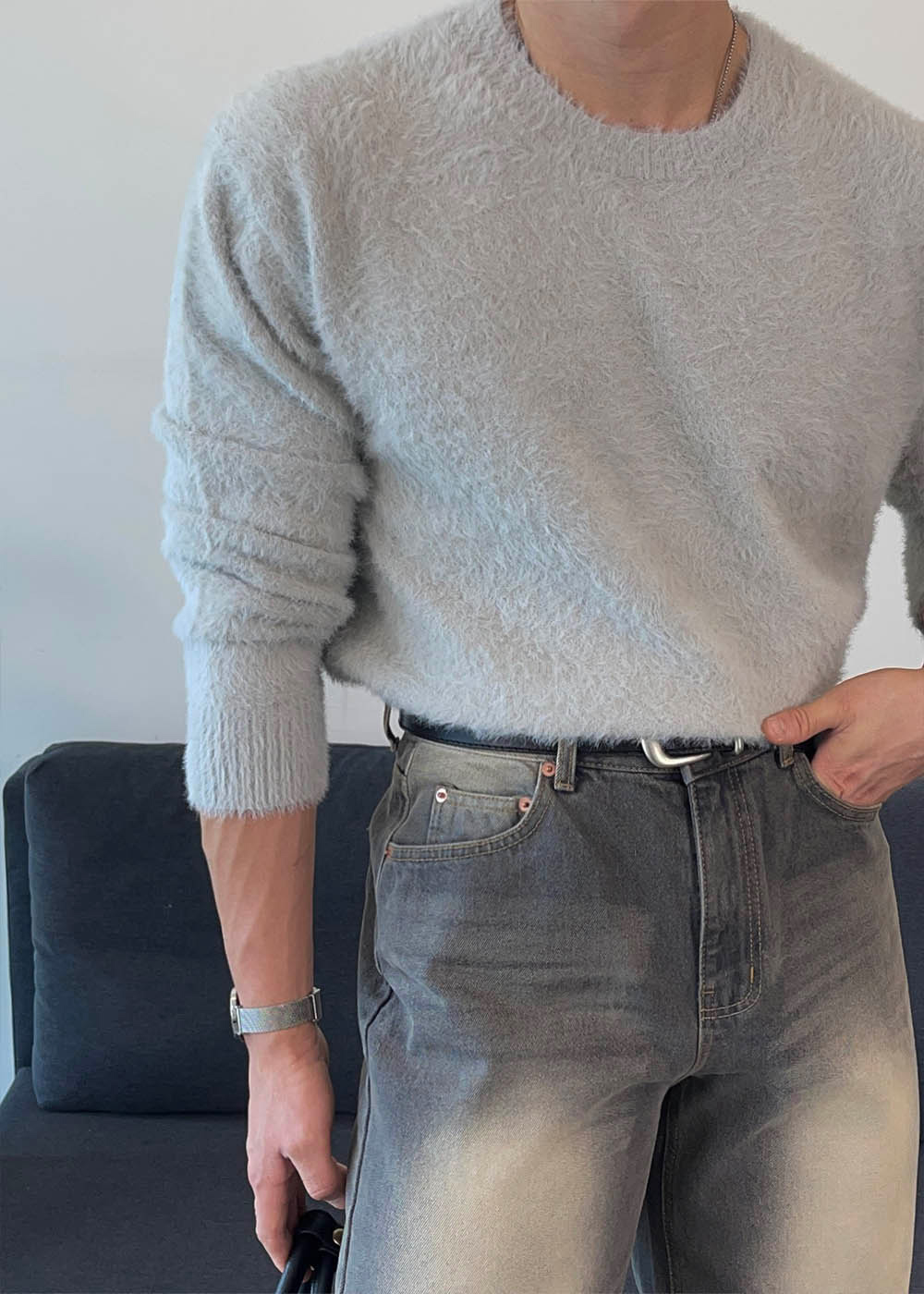 긴팔 티셔츠 모델 착용 이미지-S1L39