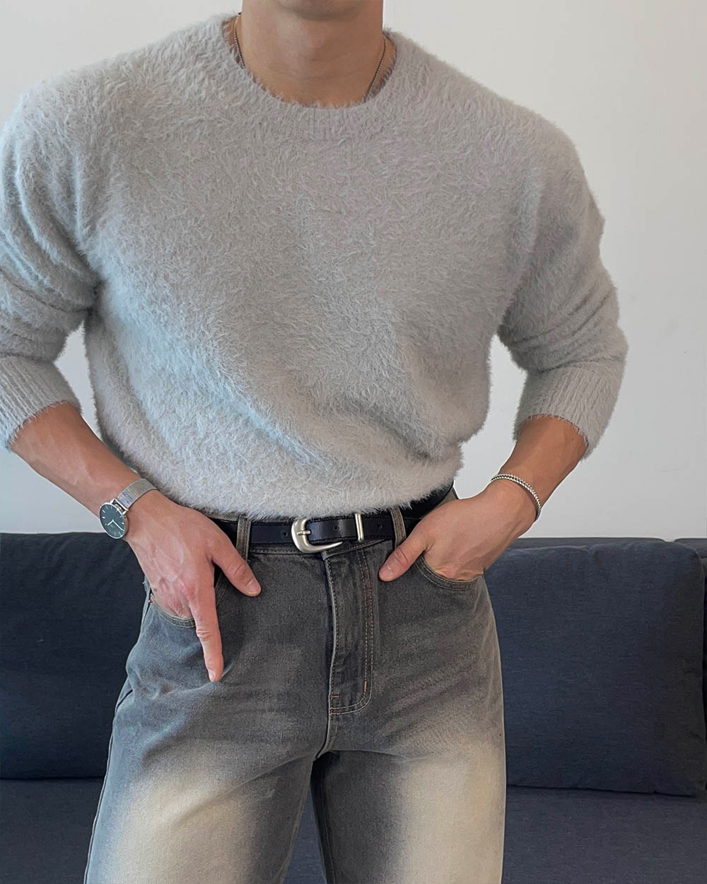 긴팔 티셔츠 모델 착용 이미지-S1L37