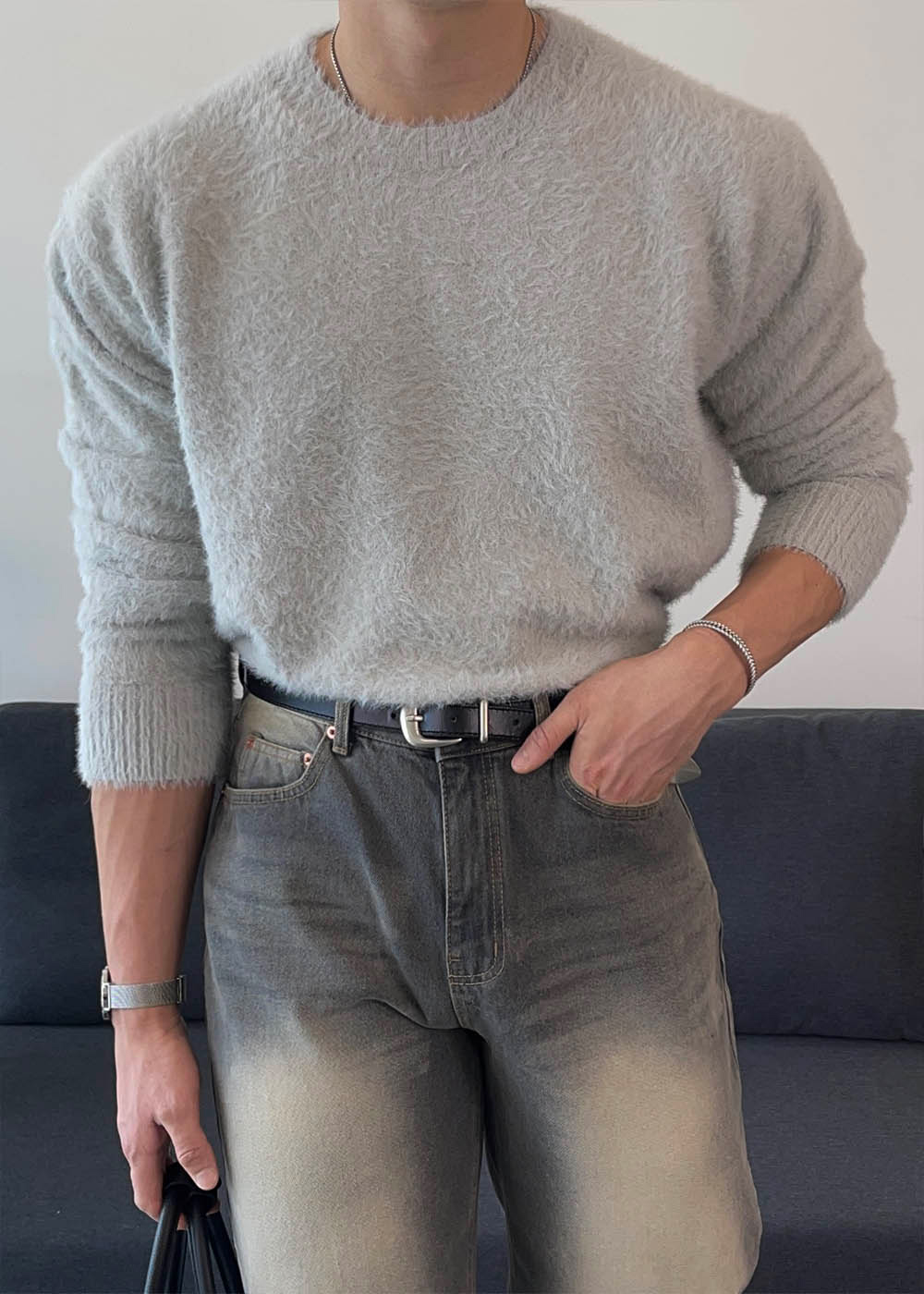 긴팔 티셔츠 모델 착용 이미지-S1L42