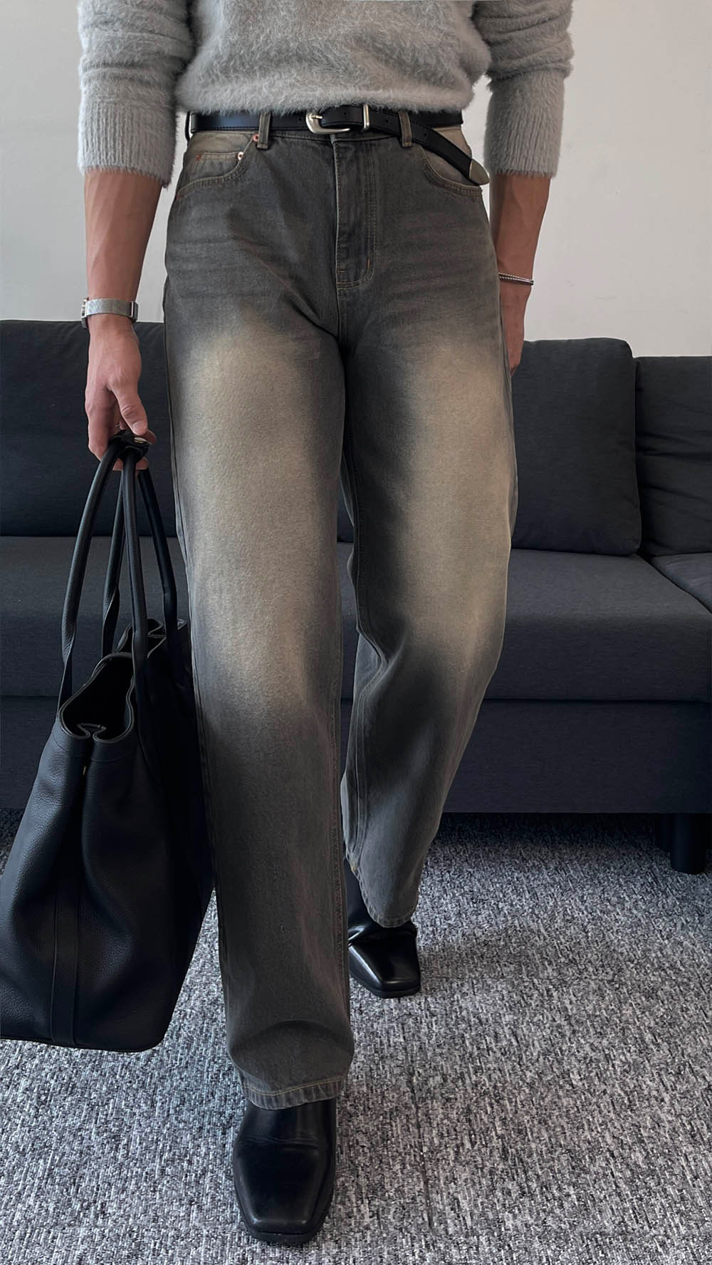 긴팔 티셔츠 모델 착용 이미지-S1L46