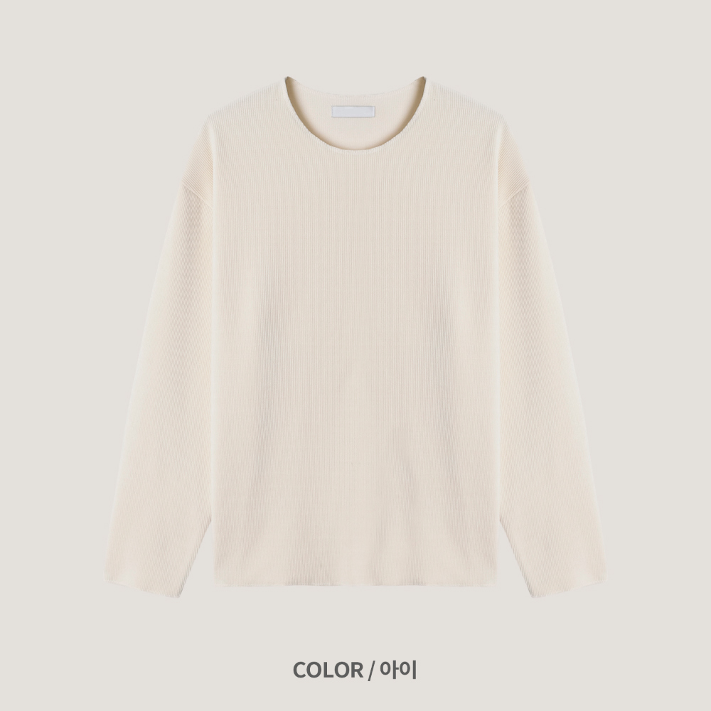긴팔 티셔츠 크림 색상 이미지-S2L9