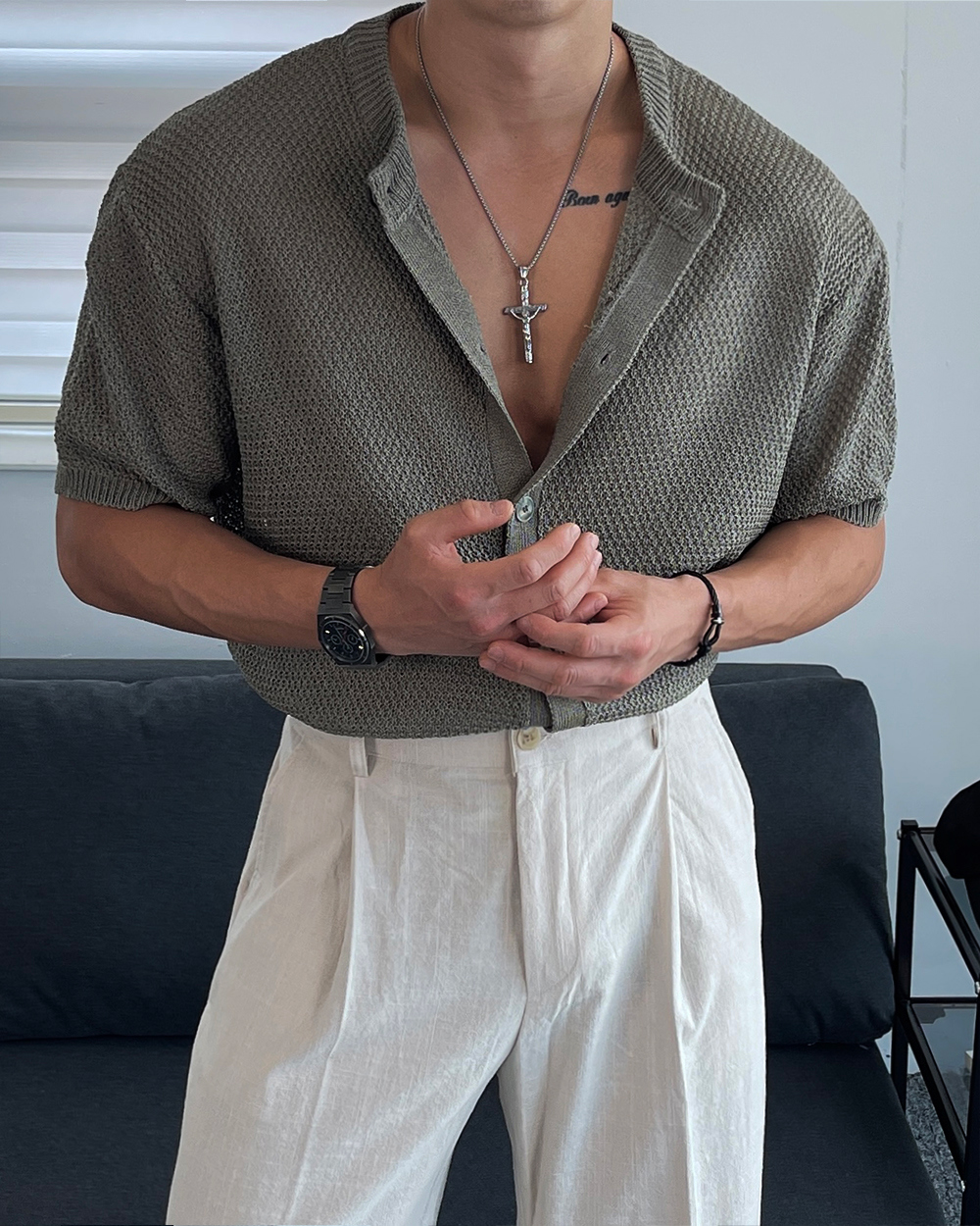 카디건 모델 착용 이미지-S1L25