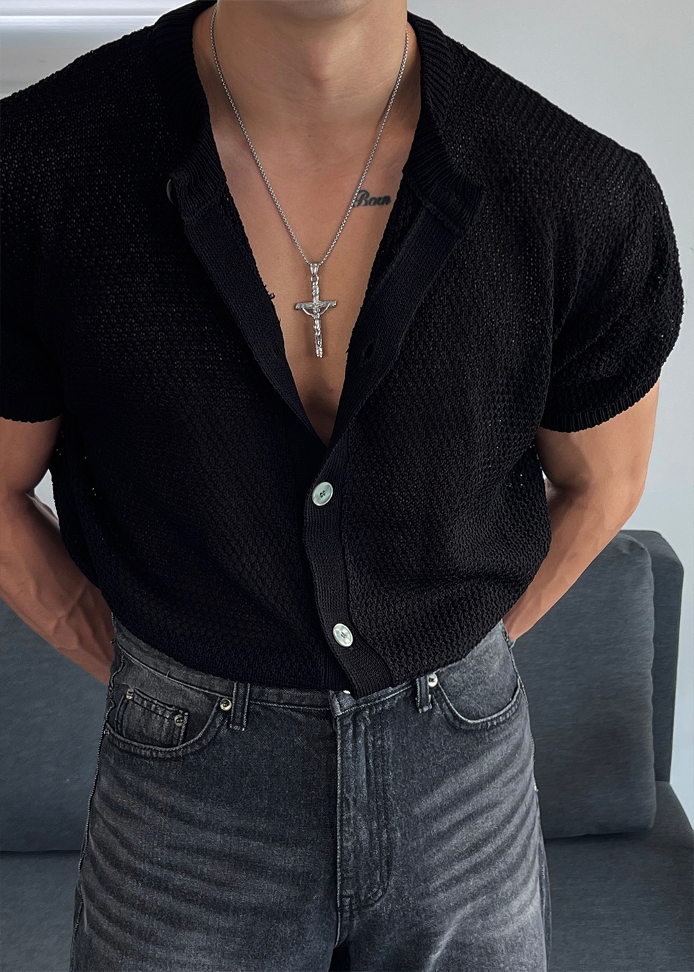 카디건 모델 착용 이미지-S1L40