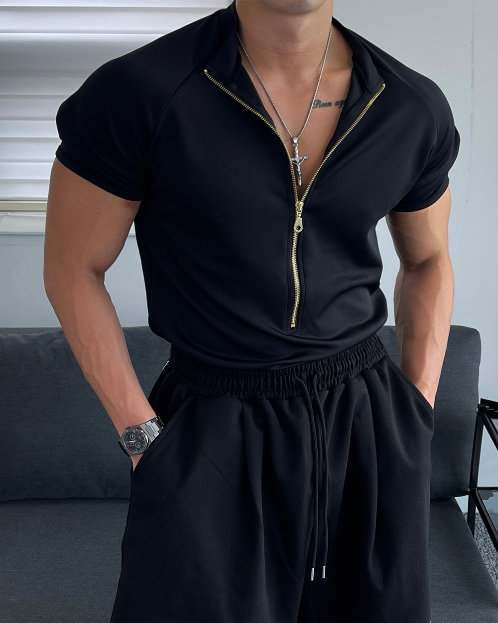 短袖T卹模特兒穿著圖片 - S1L35