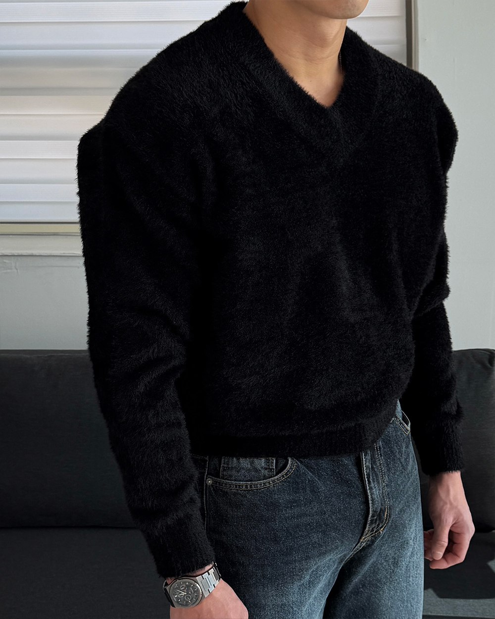 긴팔 티셔츠 모델 착용 이미지-S1L40