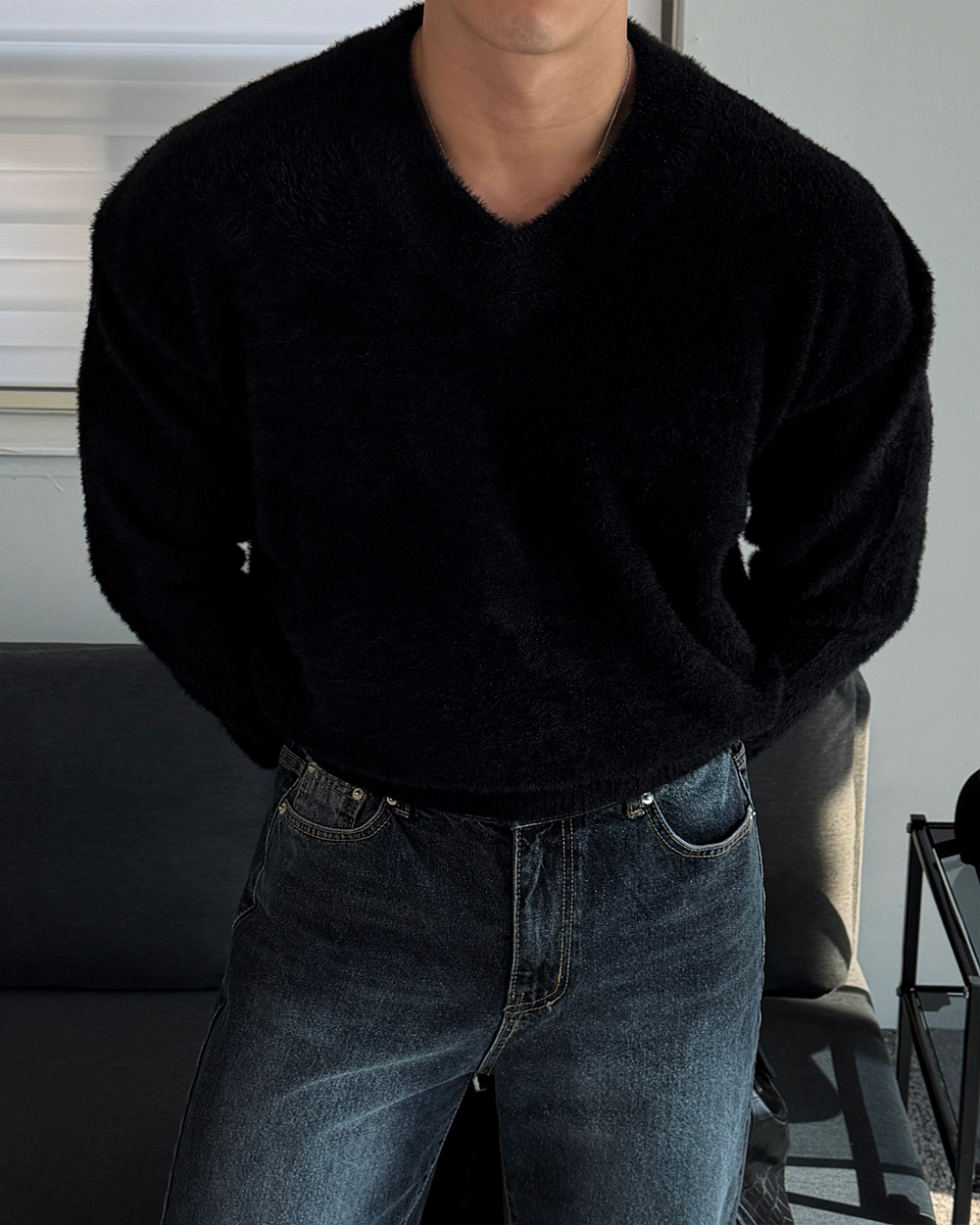 긴팔 티셔츠 모델 착용 이미지-S1L43