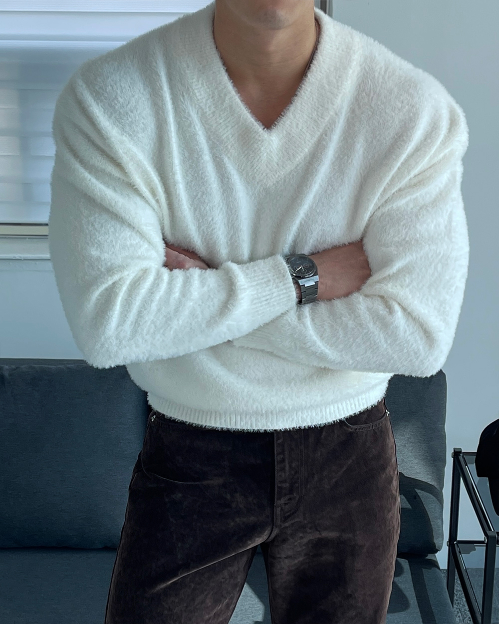 긴팔 티셔츠 모델 착용 이미지-S1L23