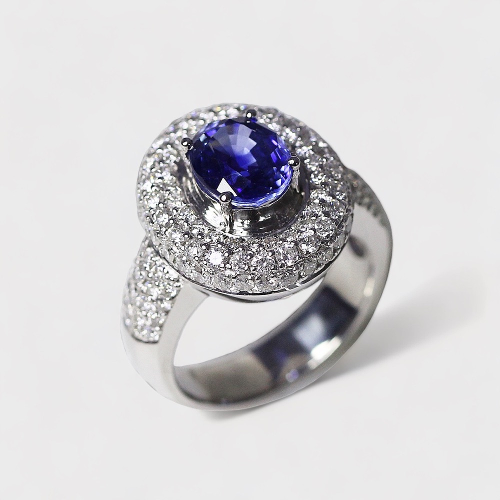 [Collection] 블루 사파이어 다이아몬드 할로 반지