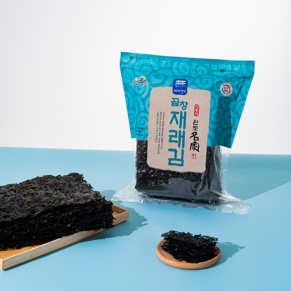 청정 완도 바다의 맛! 프리미엄 곱창재래김 50장 (국내산 김 100%)
