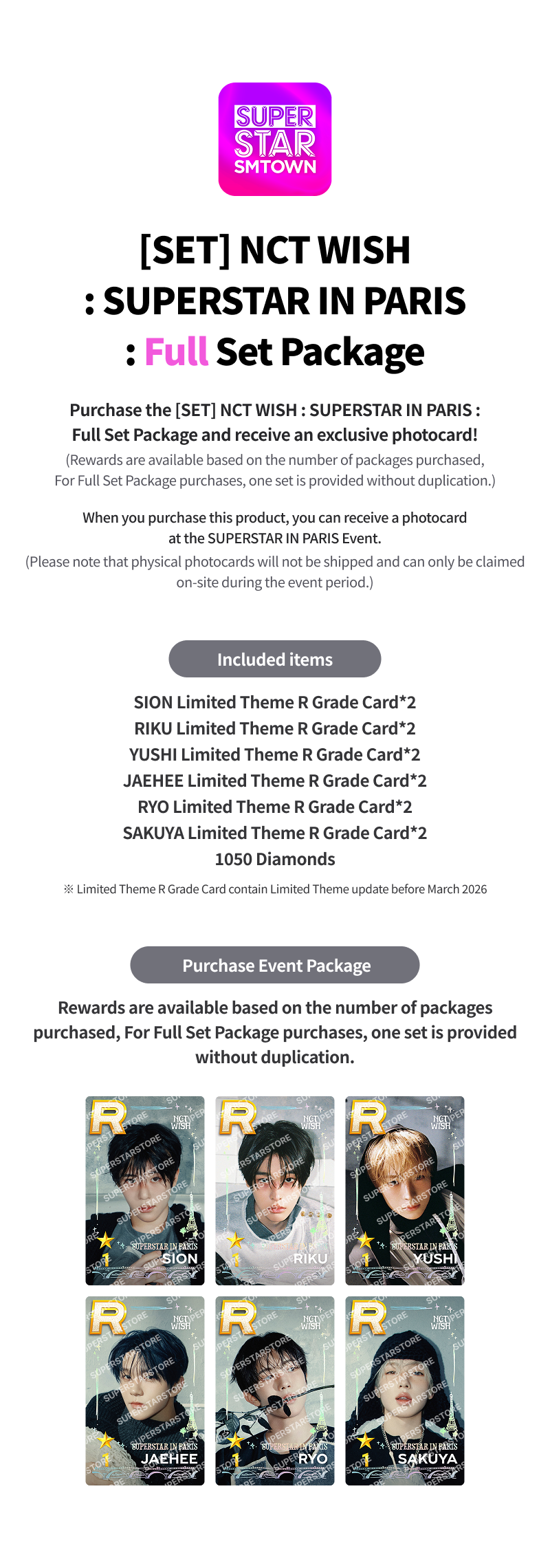 SET] NCT WISH : SUPERSTAR IN PARIS : Full Set Package - SUPERSTAR