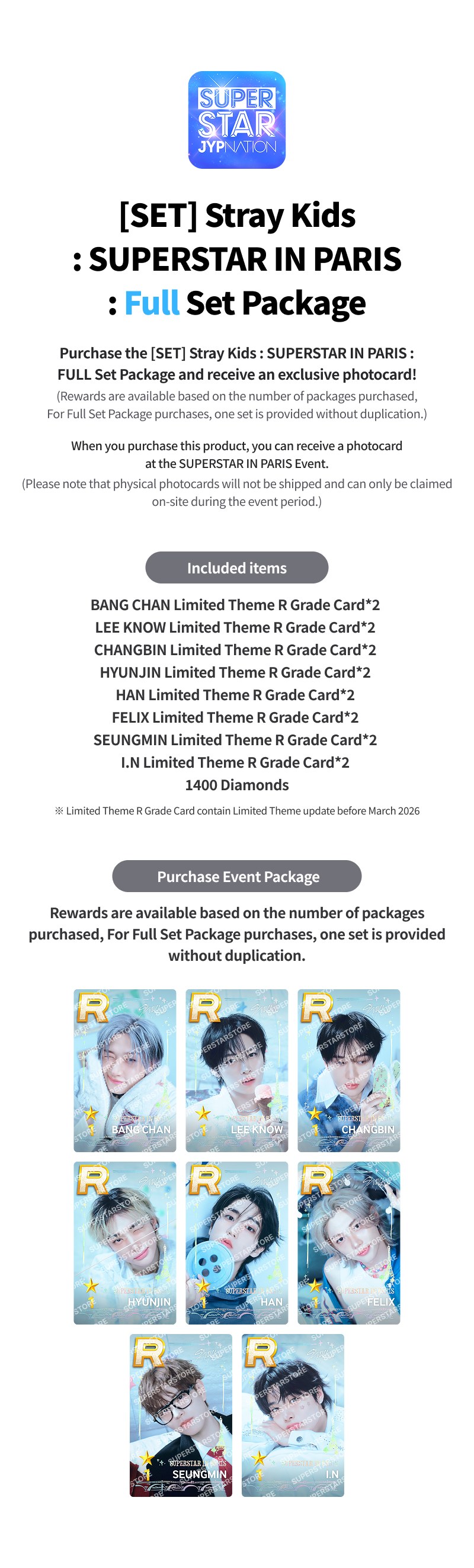 SET] Stray Kids : SUPERSTAR IN PARIS : FULL Set Package