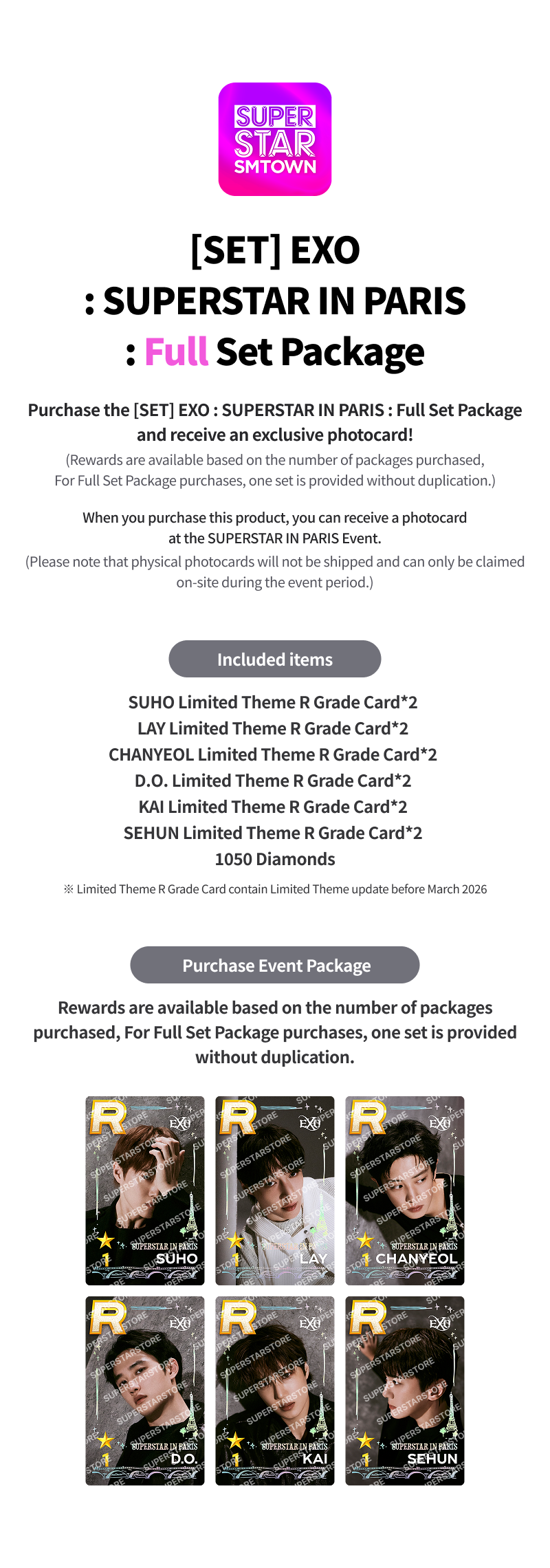 SET] EXO : SUPERSTAR IN PARIS : Full Set Package - SUPERSTAR STORE