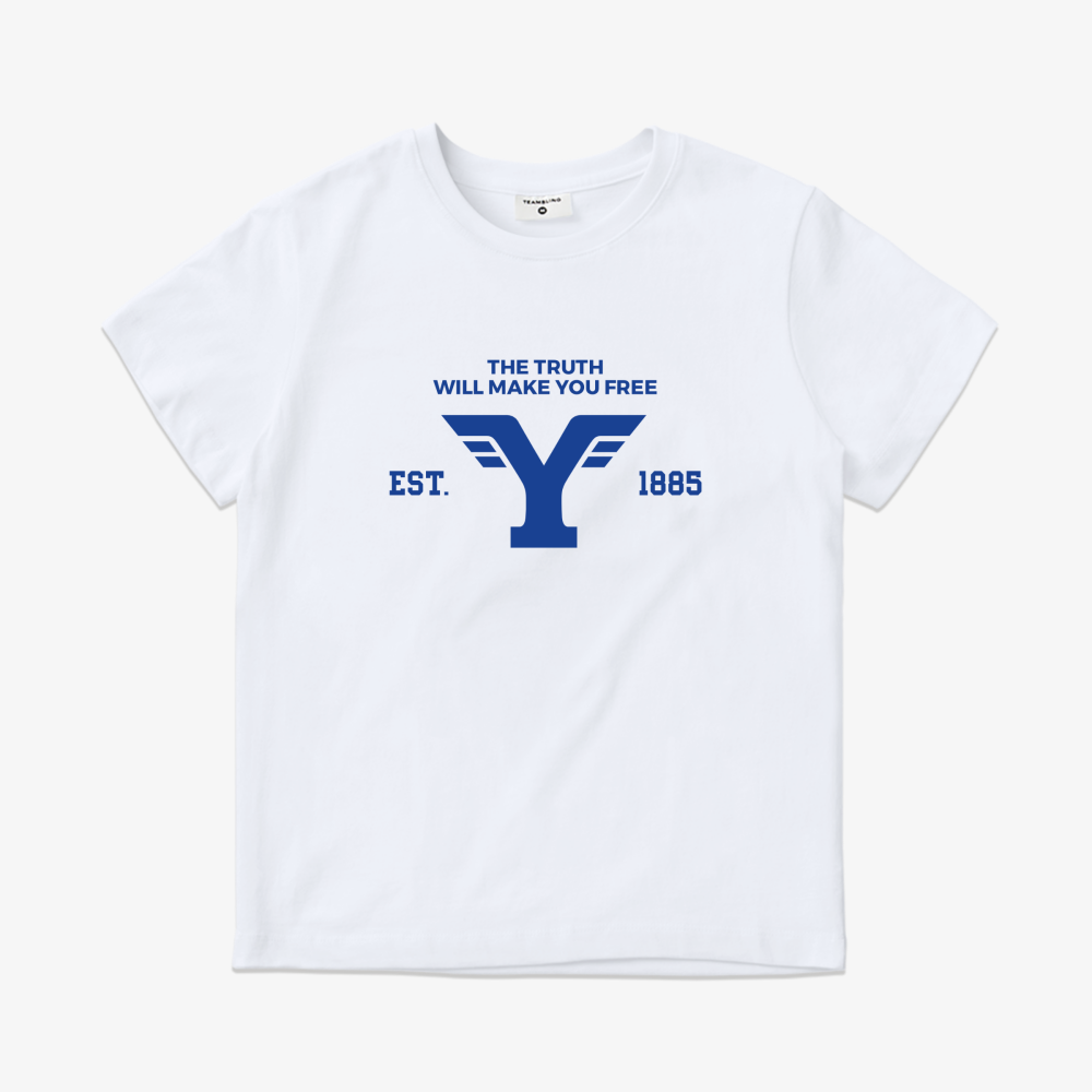 블루 Y 레귤러핏 연세대 크루넥 티셔츠(여)