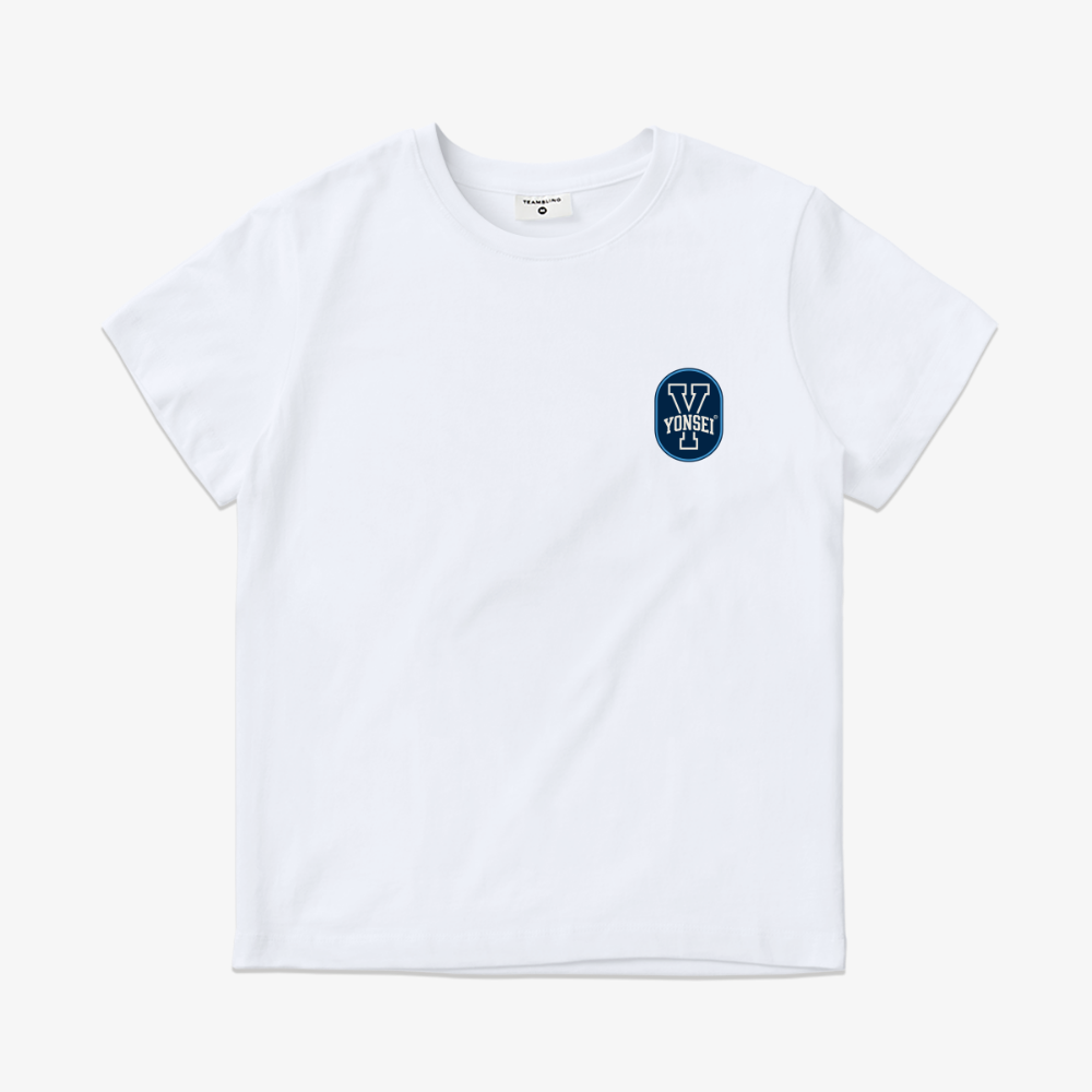 Y Button_블루 레귤러핏 연세대 크루넥 티셔츠(여)