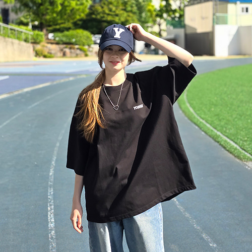 연세대학교 엑스트라 오버핏 티셔츠 블랙(S-L)