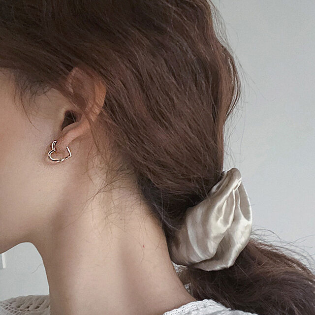실버925 은침 원터치 미니 하트 링 귀걸이 (실버/로즈골드/골드) 상세 이미지 8