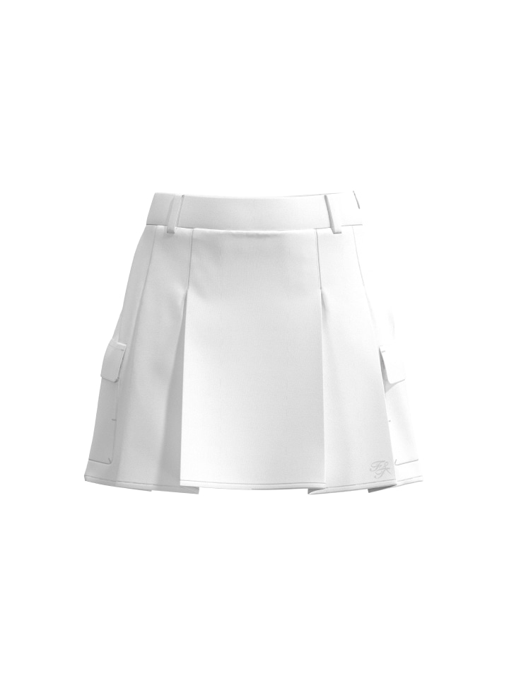 Cargo pocket pleated skirt (White)