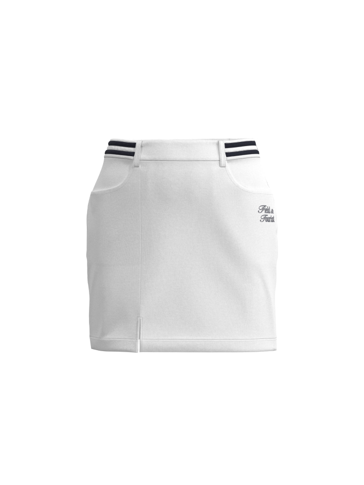 H-line slit mini skirts (White)