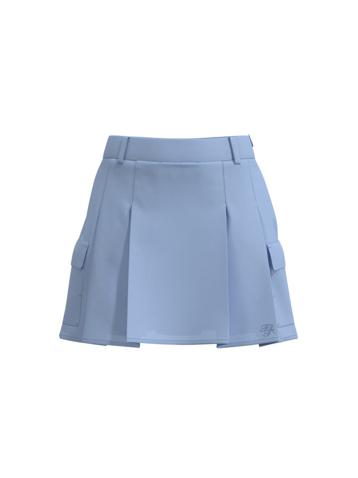 Cargo pocket pleated skirt (Sky Blue)
