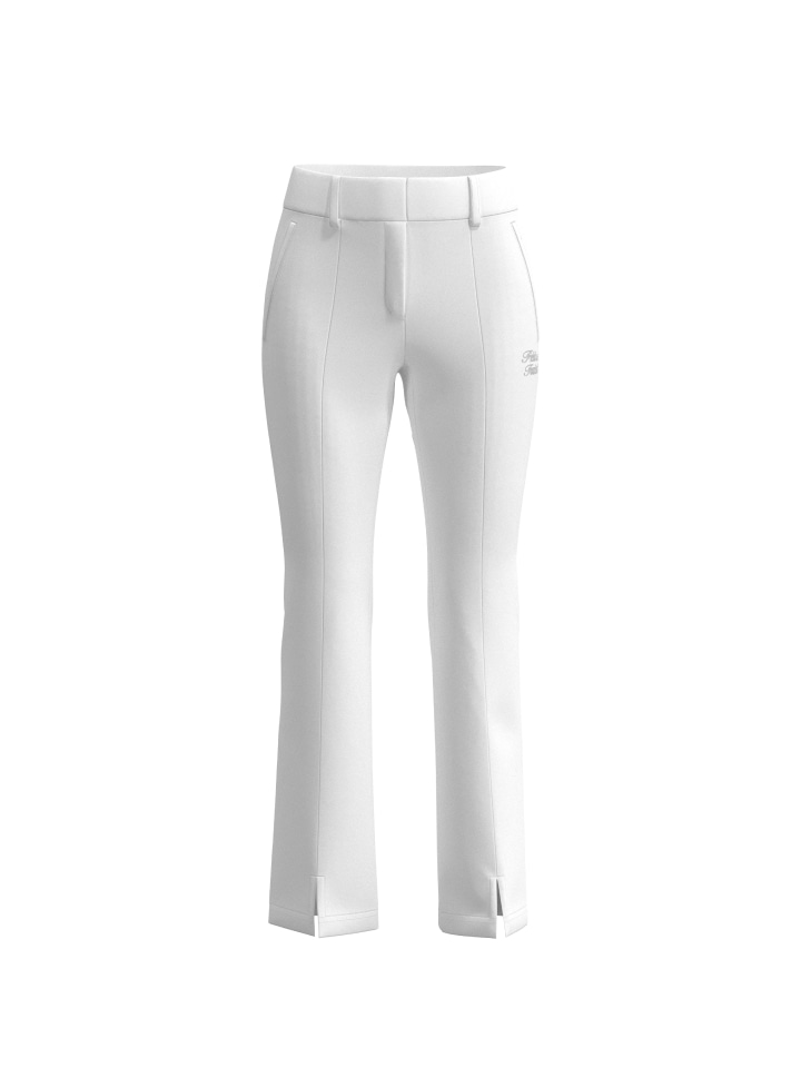 Slim fit slit flare pants (White)