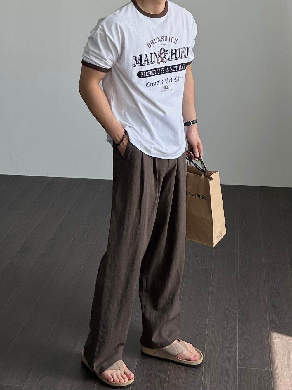 반팔 티셔츠 모델 착용 이미지-S1L37