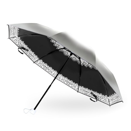 실버 코팅 60cm 레이스 초경량 우산 블랙