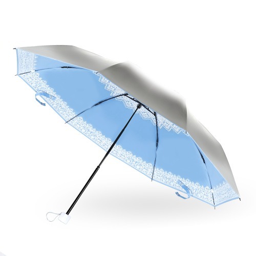 실버 코팅 60cm 레이스 초경량 우산 블루