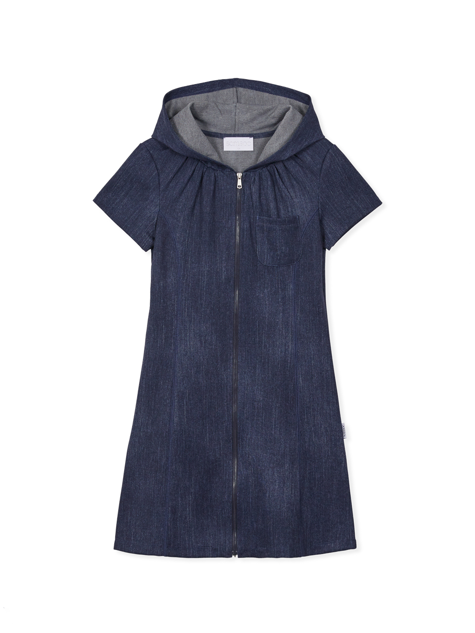 韓国注目ブランド★[SOMSOC] MEW SHIRRING HOODIE ZIP DRESS SOMSOC] MEW SHIRRING HOODIE ZIP DRESS_BLUE - SOMSOC | 리켓