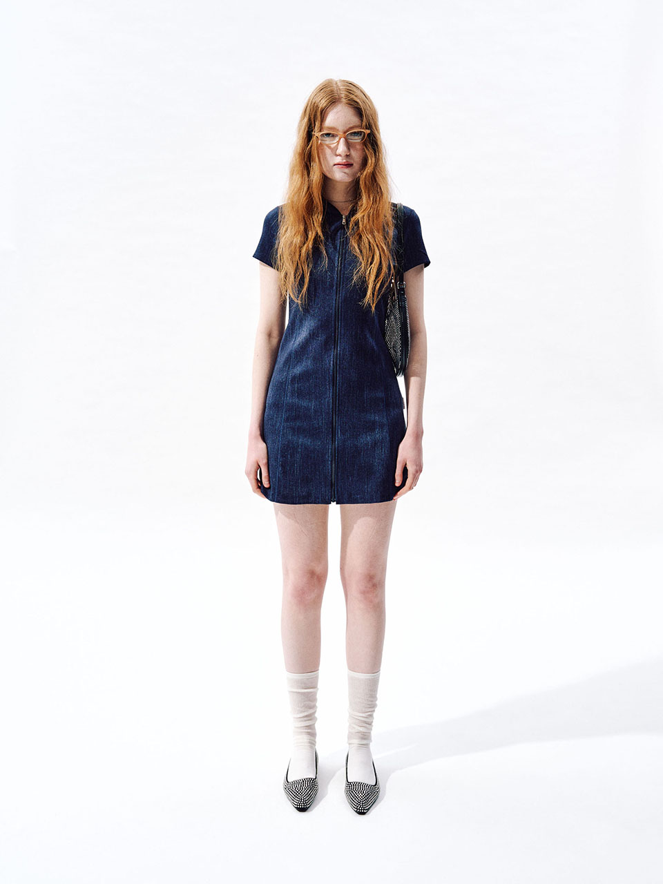SOMSOC] MEW SHIRRING HOODIE ZIP DRESS_BLUE - SOMSOC | 리켓