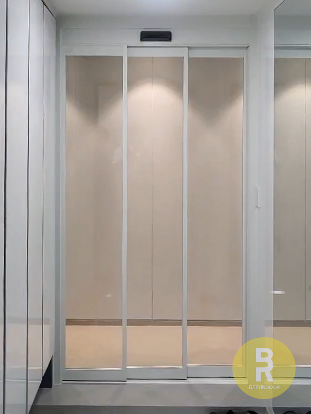 01번 자동문 초슬림3연동중문 화이트 브론즈강화유리(컬러디자인변경가능)