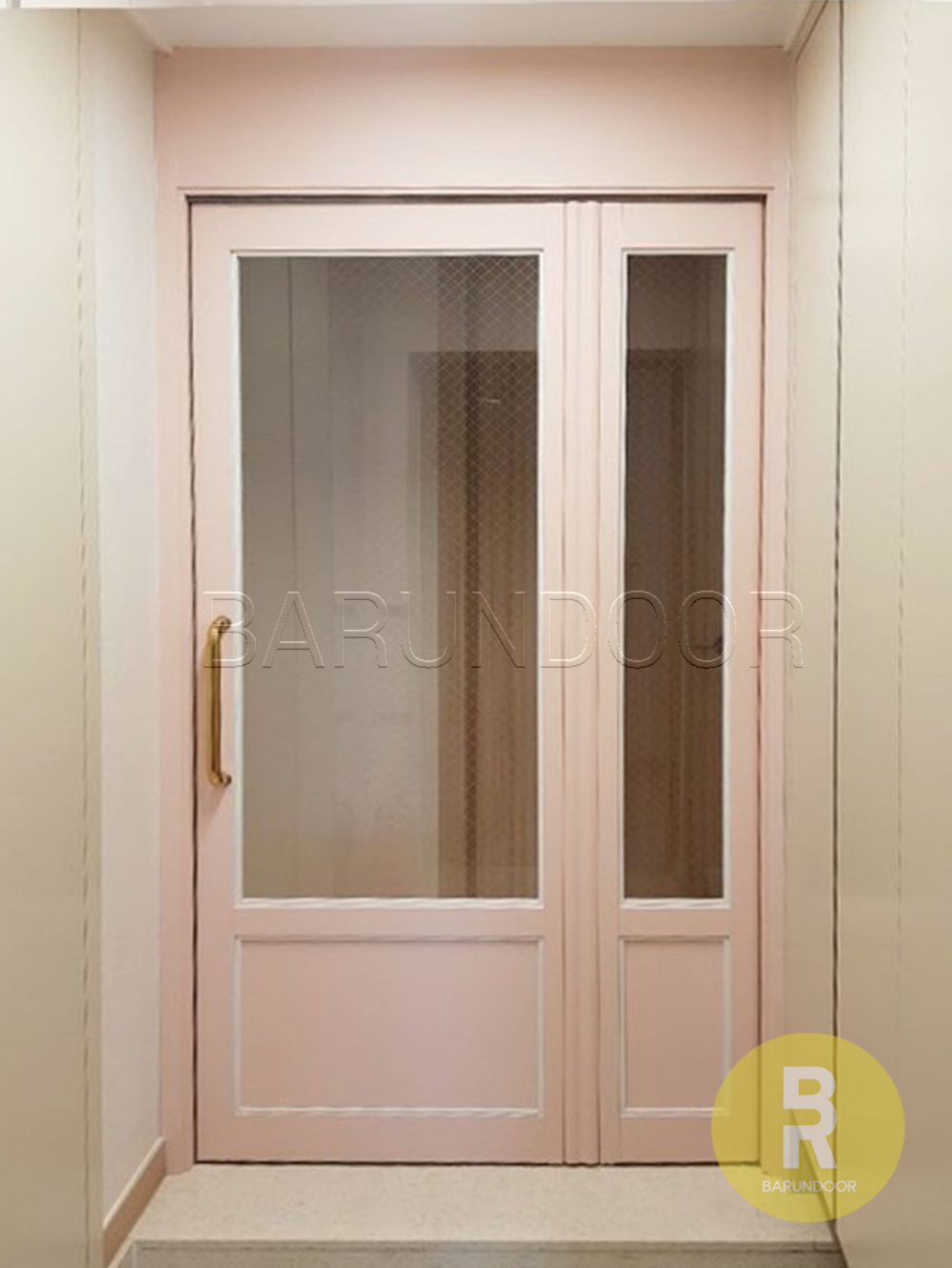 23번 폴딩스윙중문 고시형 핑크 투명망입(부식)강화유리