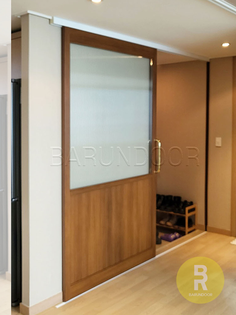 45번 원슬라이딩중문 고시형 우드 모루세로강화유리