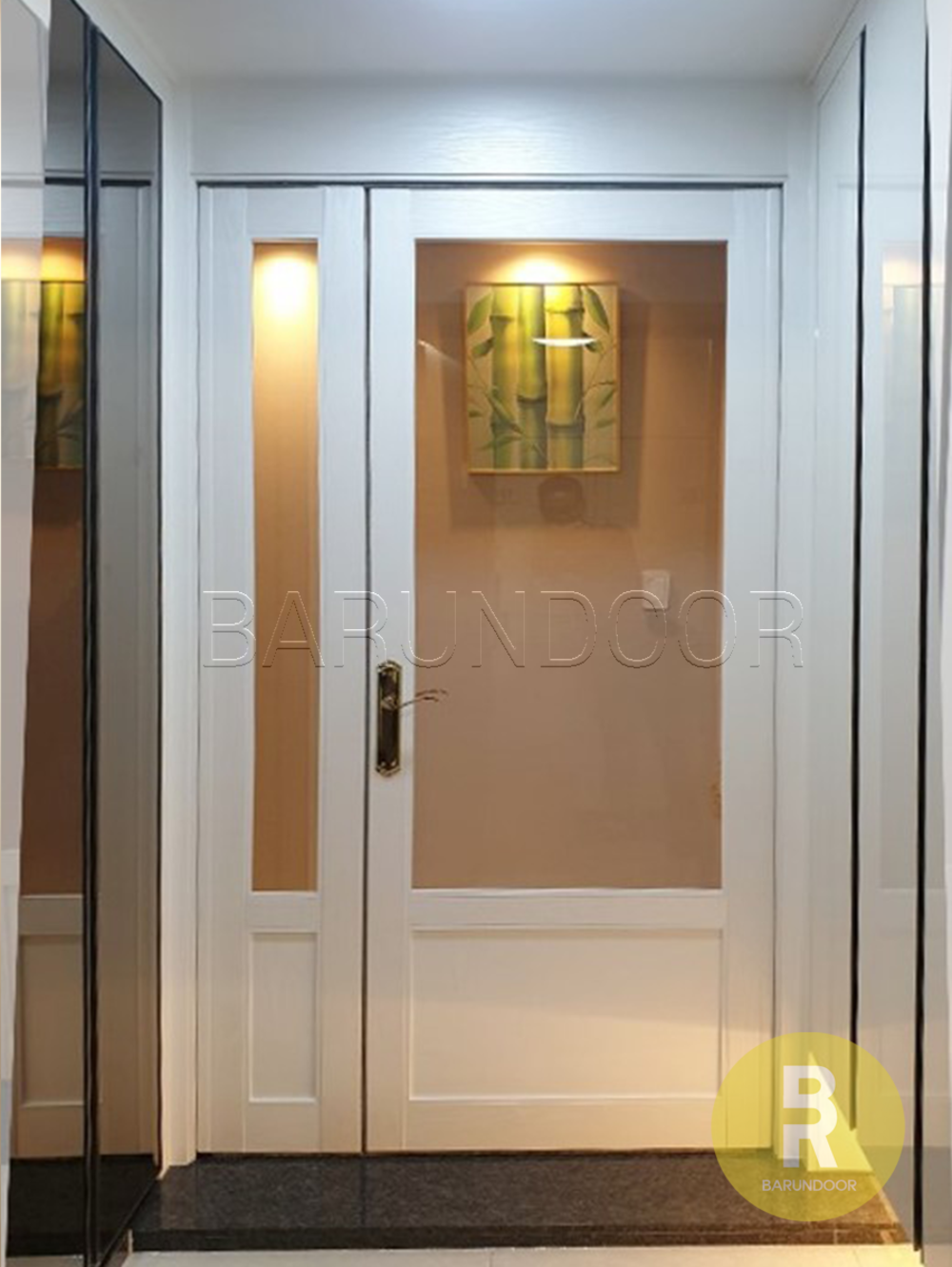 20번 비대칭양개스윙중문 고시형 펄화이트 투명강화유리