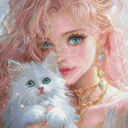 ダイヤモンドアート My Fluffy Kitty 50x50cm My Fluffy Kitty : QUEEN'S ATELIER