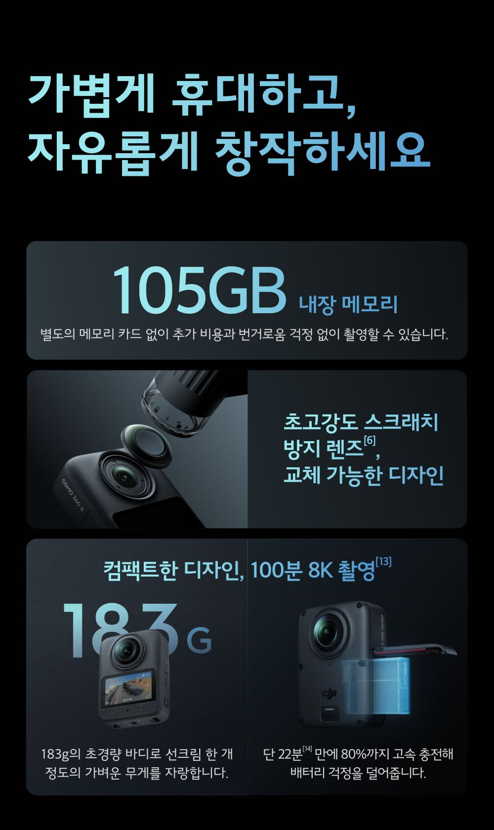 DJI 오즈모360 II (Osmo 360 II) 사용자 교체 가능 렌즈