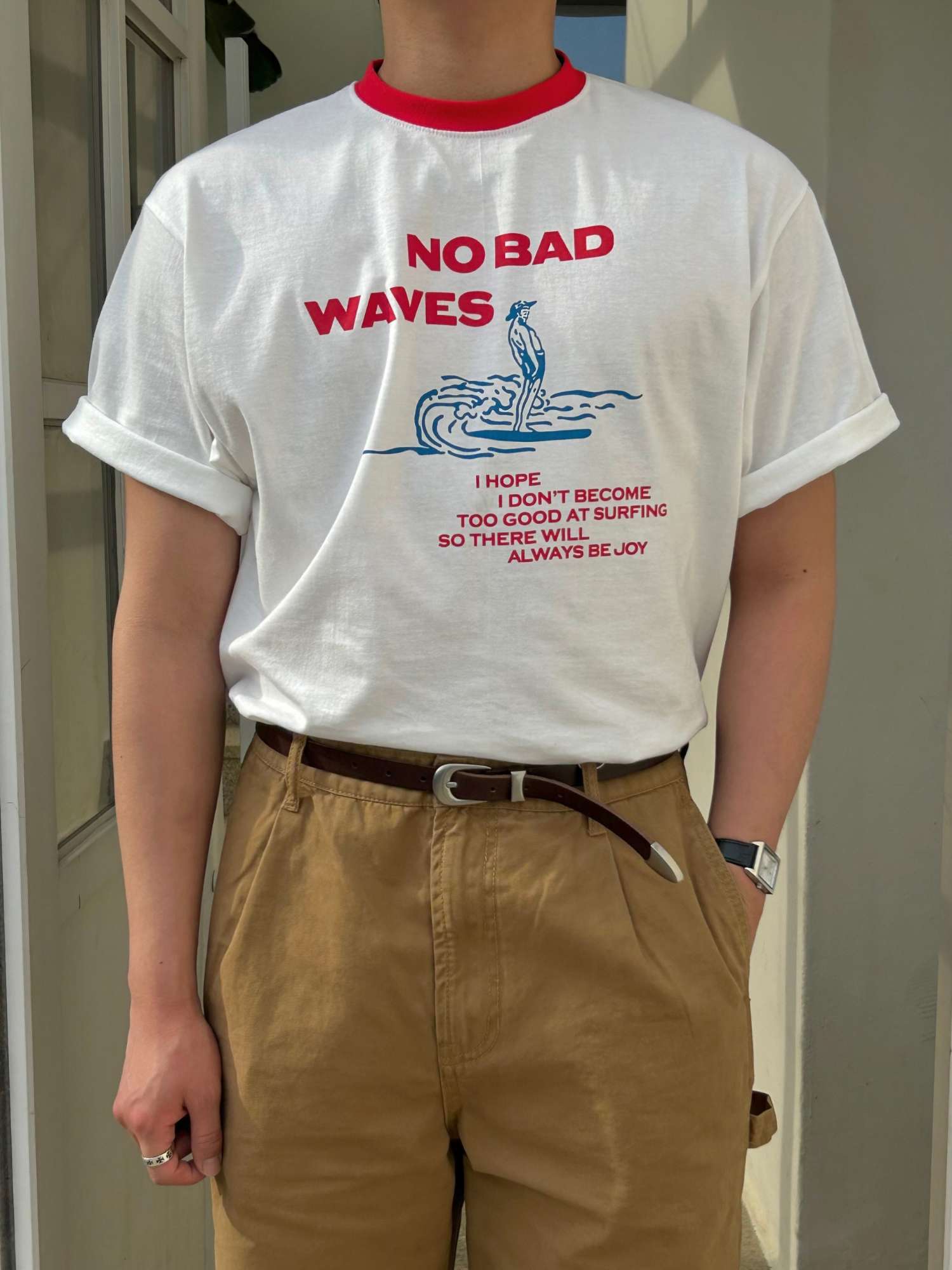 반팔 티셔츠 모델 착용 이미지-S1L36