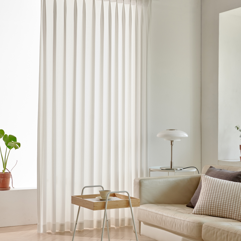 커튼명장 나비주름 비침없는 포레스트 도톰쉬폰 셋트