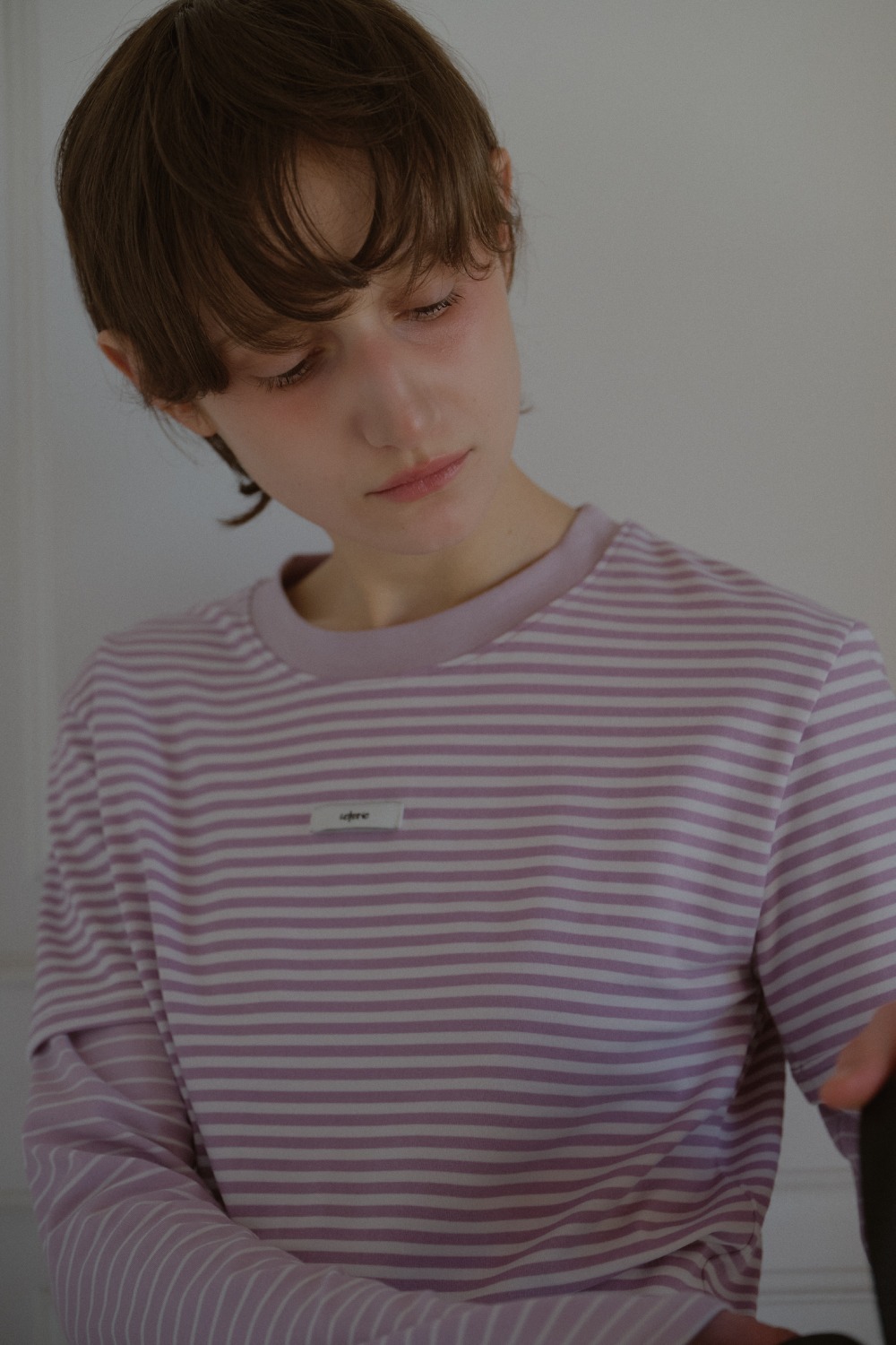 STRIPE LAYERED T-SHIRT_LAVENDER | LETERIE